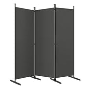 Paravent Woltu - 3 panneaux - 167 x 177 cm - Polyester/métal - Gris foncé