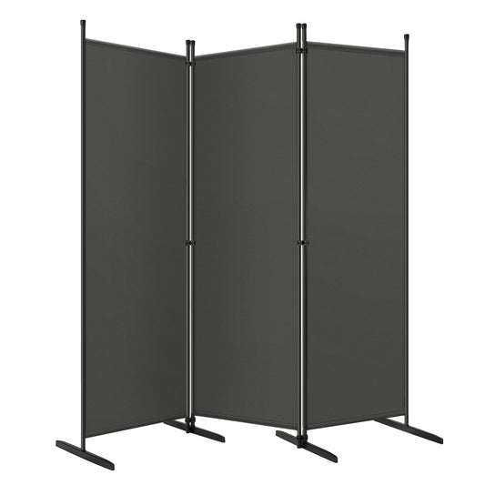 Paravent Woltu - 3 panneaux - 167 x 177 cm - Polyester/métal - Gris foncé