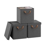 Lot de 3 bacs de rangement Woltu - 27 x 27 x 27 cm - Pliables - Gris