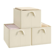 Lot de 3 bacs de rangement Woltu - 42 x 26 x 32 cm - Pliables - Couleur crème
