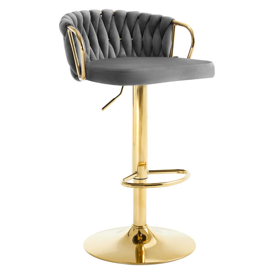 Tabouret Woltu - Réglable - Pivotant à 360° - Velours - Gris foncé