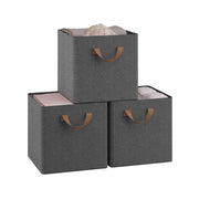 Lot de 3 bacs de rangement Woltu - 29 x 29 x 28 cm - Pliables - Gris