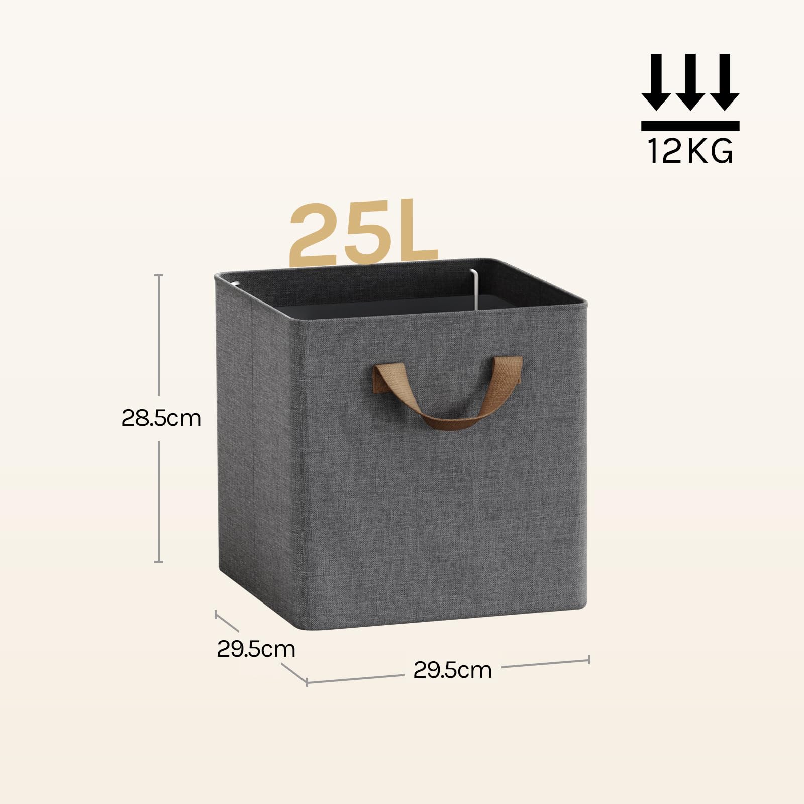 Lot de 3 bacs de rangement Woltu - 29 x 29 x 28 cm - Pliables - Gris