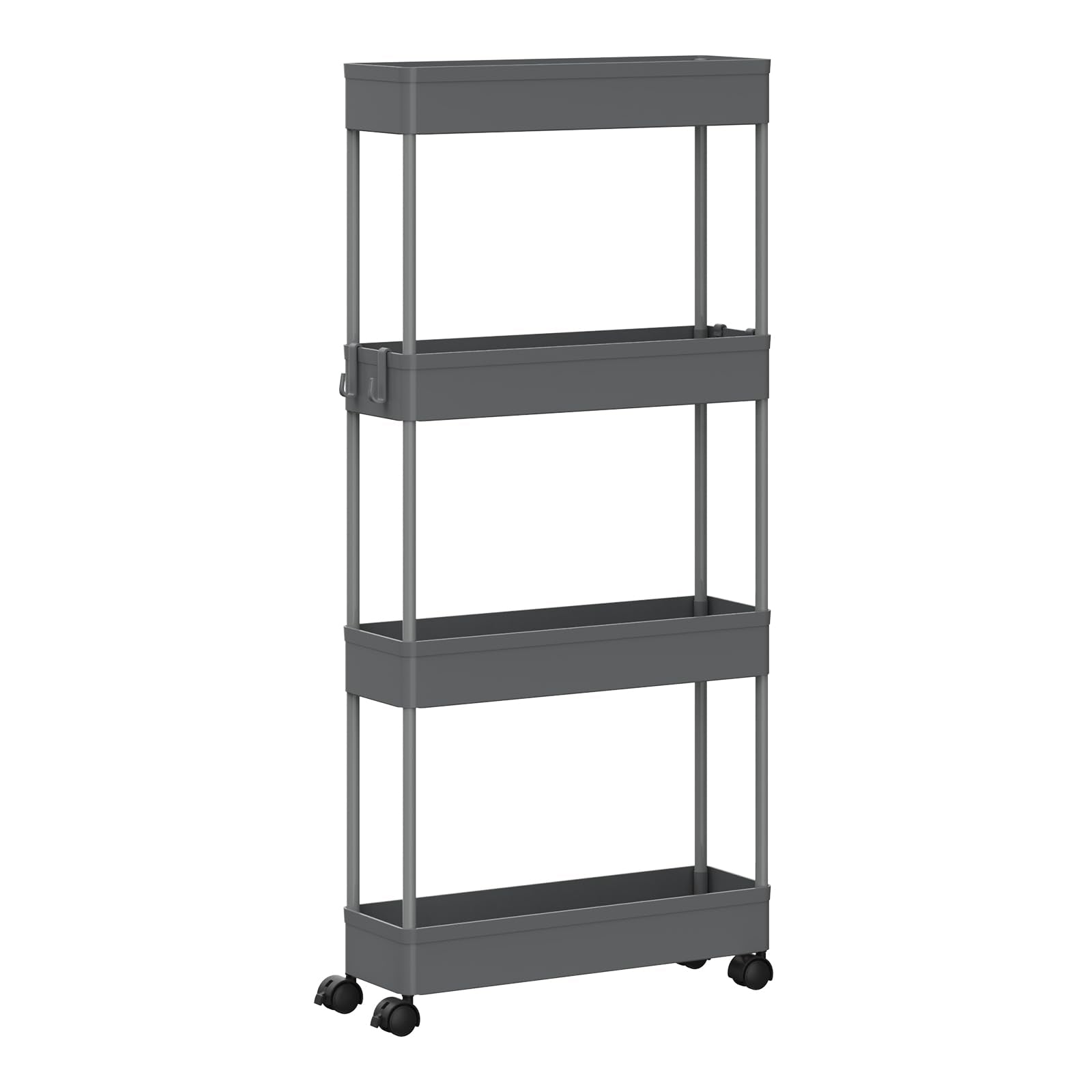 Chariot de service Klihome - chariot de cuisine à 4 étagères - sur roulettes - gris - 39 x 83,5 x 12,5 cm