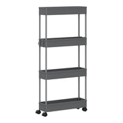 Chariot de service Klihome - chariot de cuisine à 4 étagères - sur roulettes - gris - 39 x 83,5 x 12,5 cm