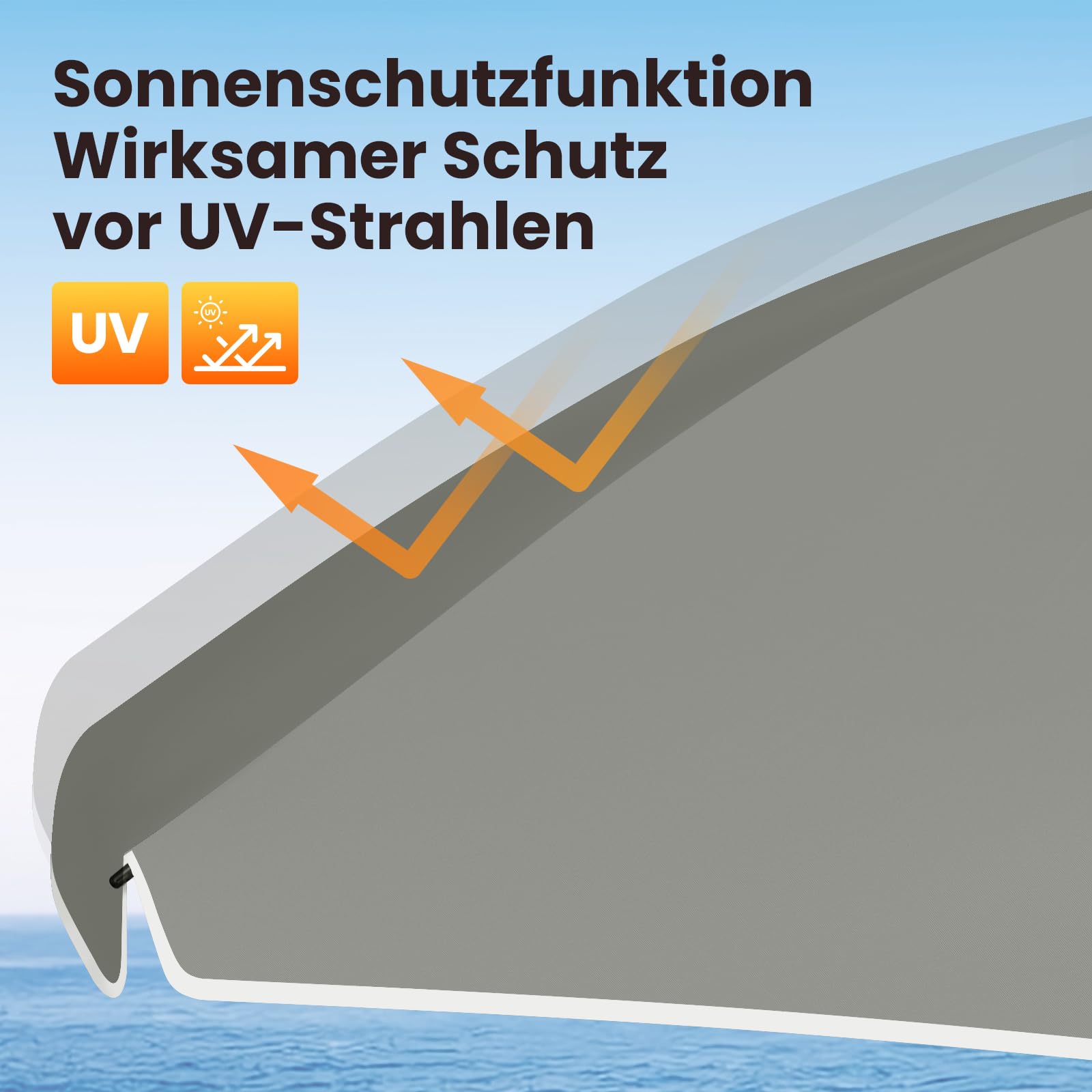 Parasol Woltu - 175 cm - Rond - Réglable - Résistant aux UV - Gris foncé