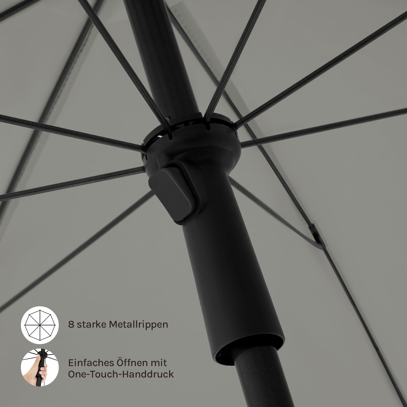 Parasol Woltu - 175 cm - Rond - Réglable - Résistant aux UV - Gris foncé