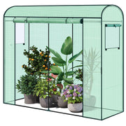 Serre tunnel WOLTU - Serre en PE - résistante à l'hiver - avec une porte et deux fenêtres - armature en tubes d'acier - 200 x 170 x 68 cm - verte