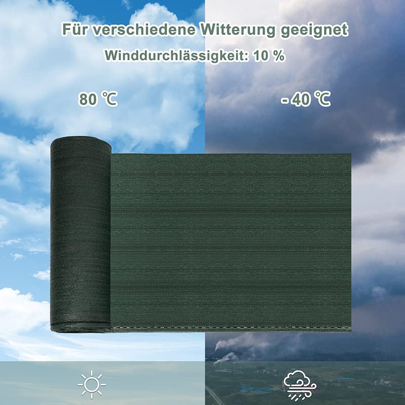 Toile d'ombrage WOLTU 1,5 x 25 m - HDPE 150 g/m² - toile d'intimité et d'ombrage 85 % - vert