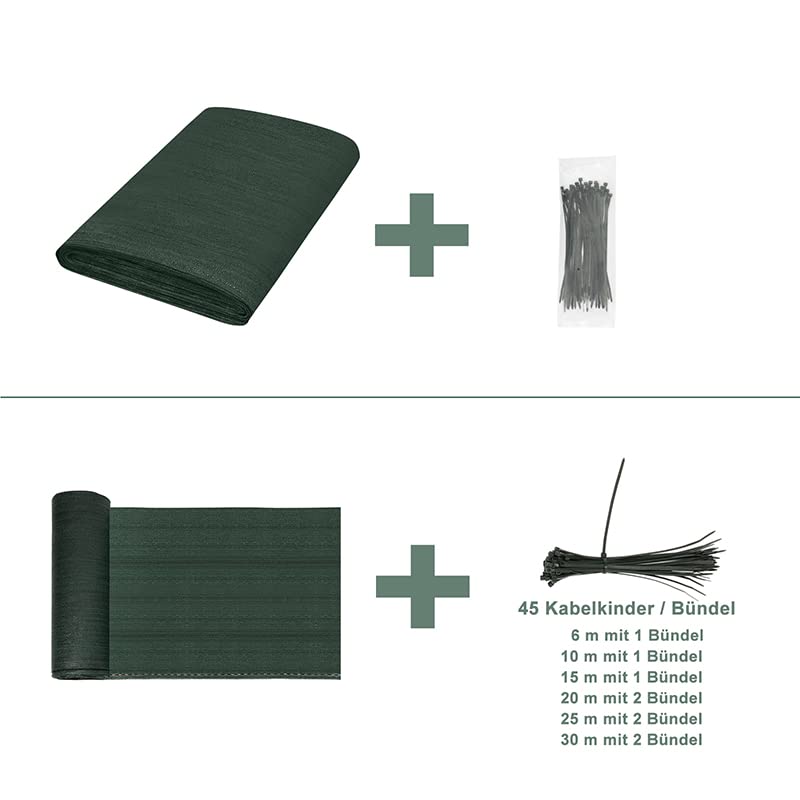 Toile d'ombrage WOLTU 1,5 x 25 m - HDPE 150 g/m² - toile d'intimité et d'ombrage 85 % - vert
