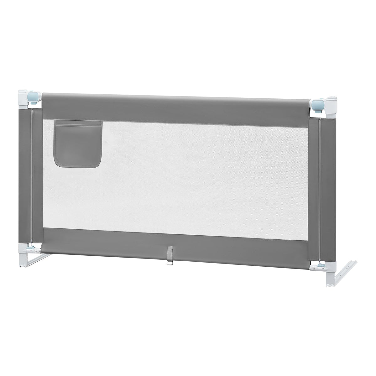 WOLTU - Barrière de lit 150 cm - Réglable en hauteur de 69 à 87 cm - Barrière de sécurité rabattable - Gris foncé