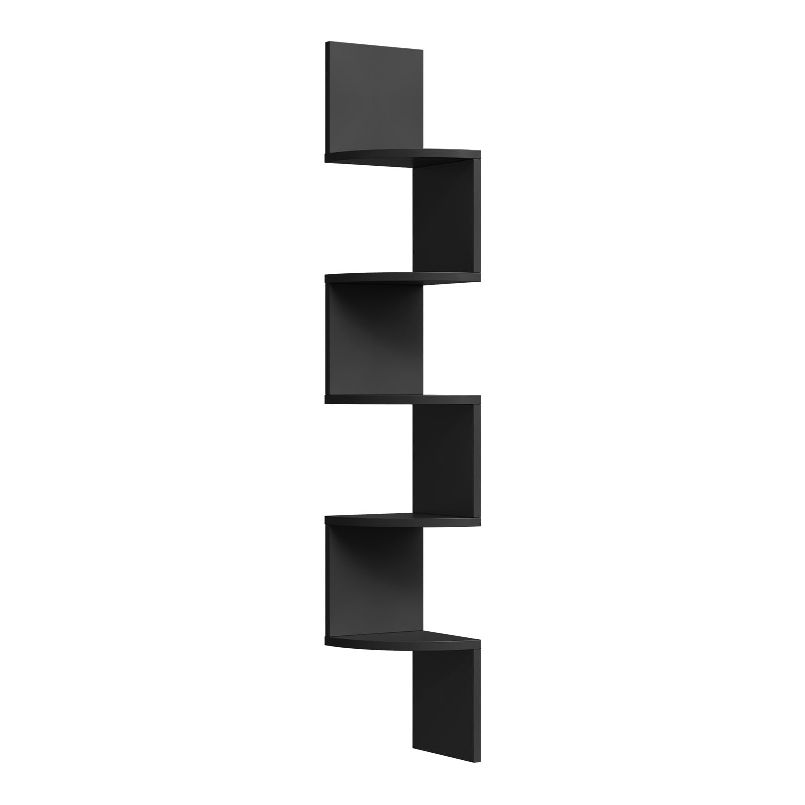 Étagère murale d'angle WOLTU - étagère murale noire en zigzag - 5 niveaux - 19,5 x 19,5 x 123 cm