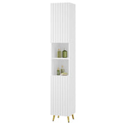 ESituro Meuble de salle de bains haut - 2 portes et 2 compartiments ouverts - étagères réglables - blanc brillant - 30 x 180 x 28 cm