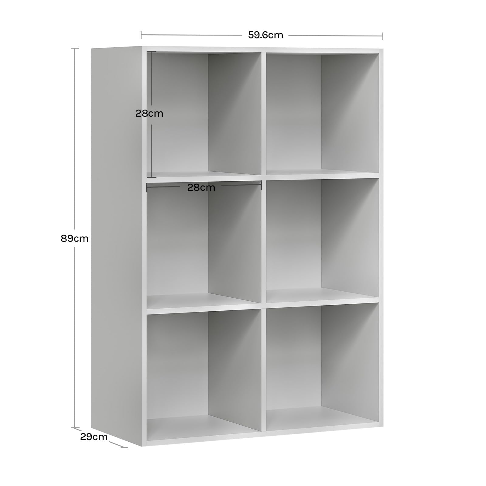Bibliothèque WOLTU - étagère cubique - 6 compartiments - gris - 60 x 89 x 29 cm