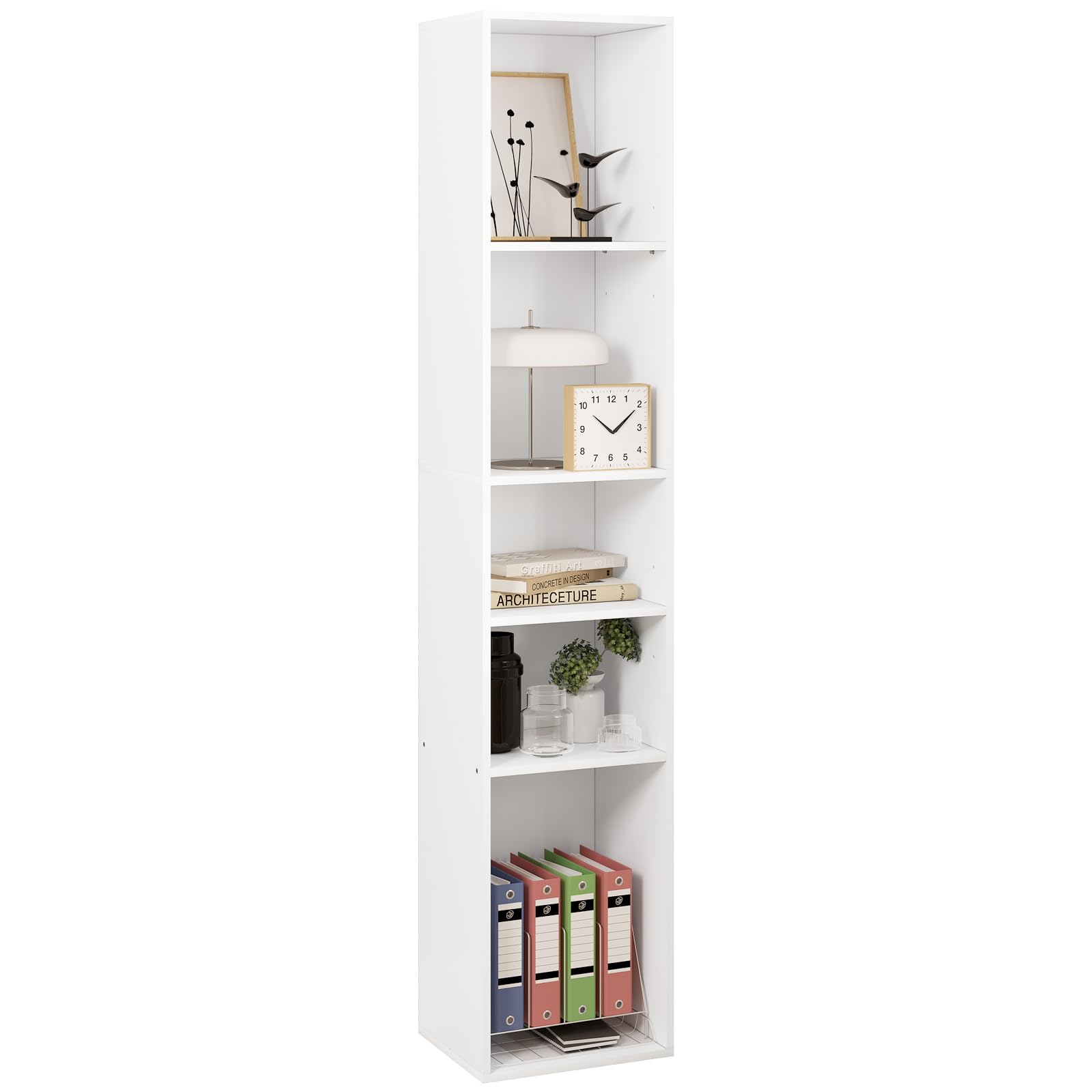Bibliothèque WOLTU SK034ws - meuble à cubes ouverts avec 5 compartiments - blanc - 30 x 151 x 26 cm