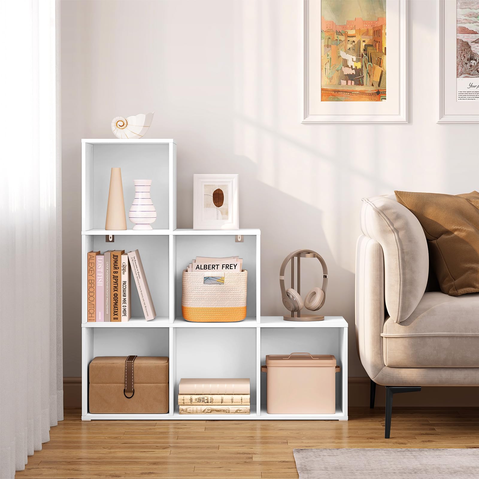 Étagère WOLTU SK061ws - 6 étagères - blanche - 90,5 x 90,5 x 30 cm