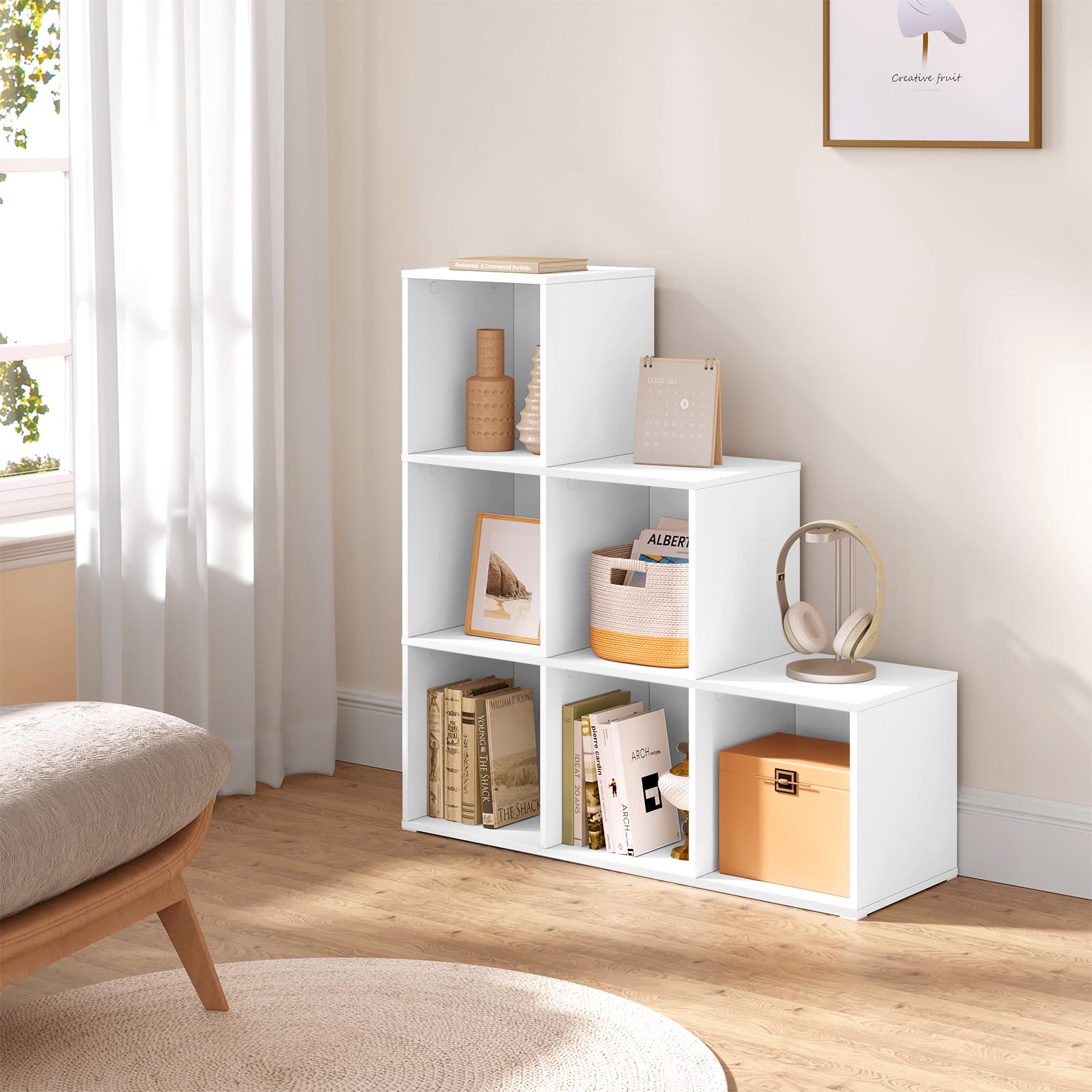 Étagère WOLTU SK061ws - 6 étagères - blanche - 90,5 x 90,5 x 30 cm