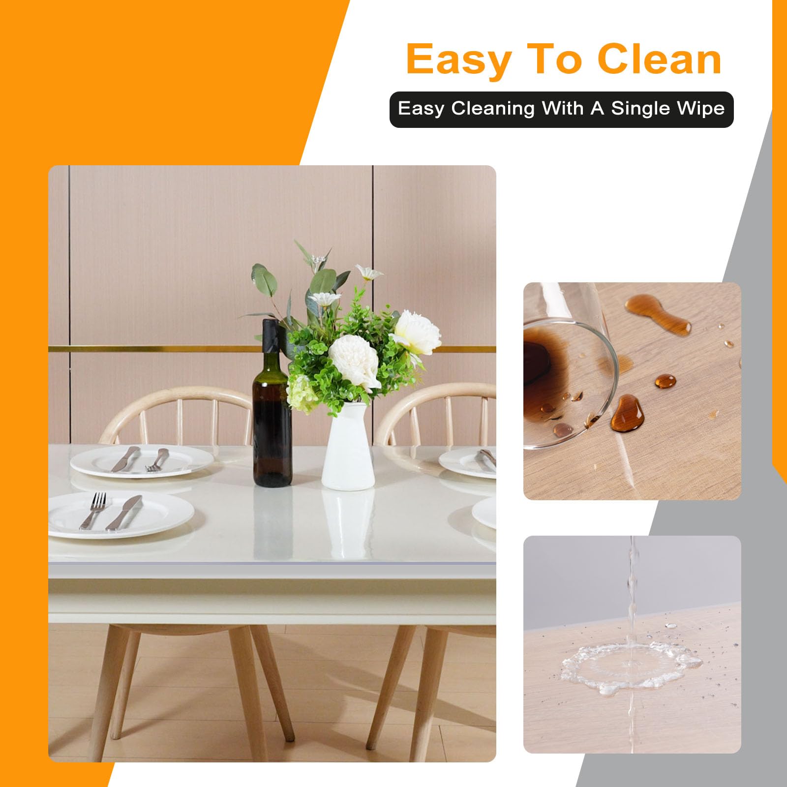 Film de protection transparent pour table WOLTU - PVC brillant - épaisseur 1 mm - 100 x 180 cm