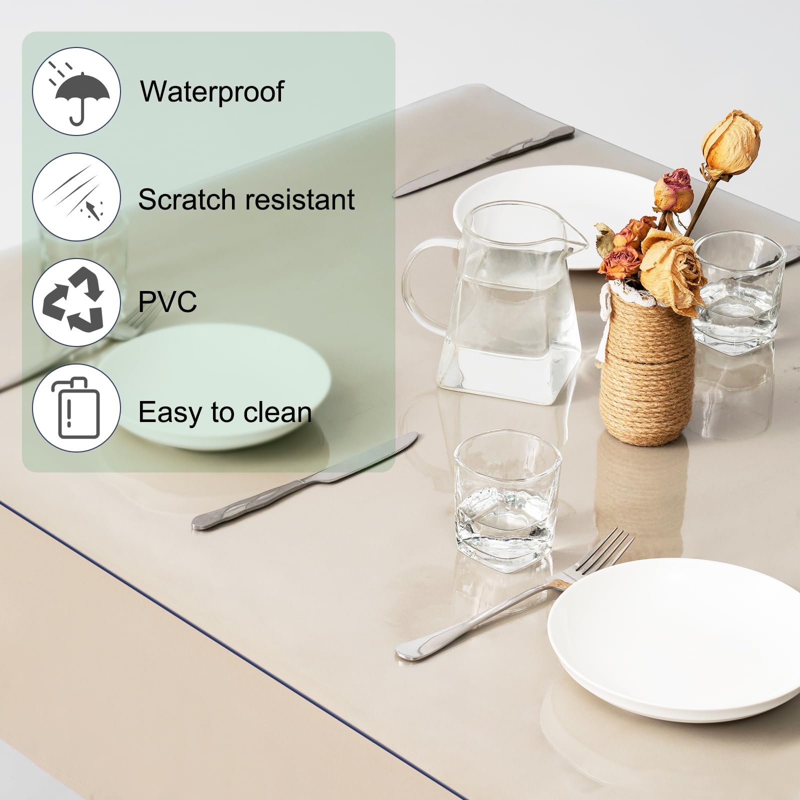 Film de protection transparent pour table WOLTU - protection de table en PVC - épaisseur 2 mm - imperméable et lavable - 90 x 160 cm