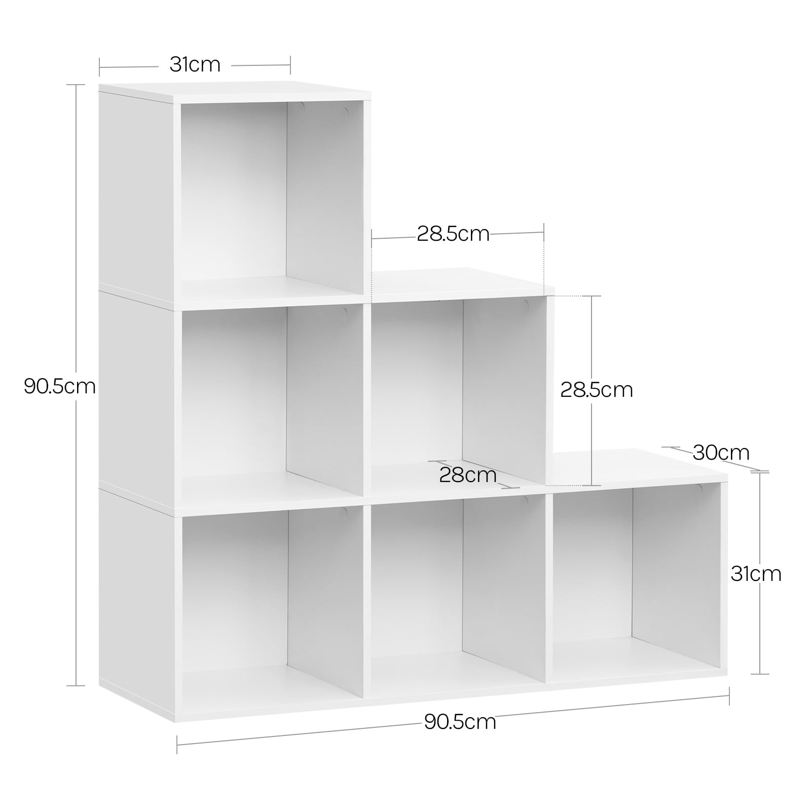 Étagère WOLTU SK061ws - 6 étagères - blanche - 90,5 x 90,5 x 30 cm