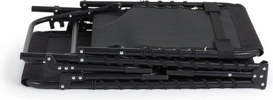 909 OUTDOOR Chaise longue pliable - Chaise longue avec coussin et dossier réglable - Chaise de jardin noire pour le jardin et la terrasse - Chaise de relaxation jusqu'à 110 kg max - 189 x 59 x 30 cm