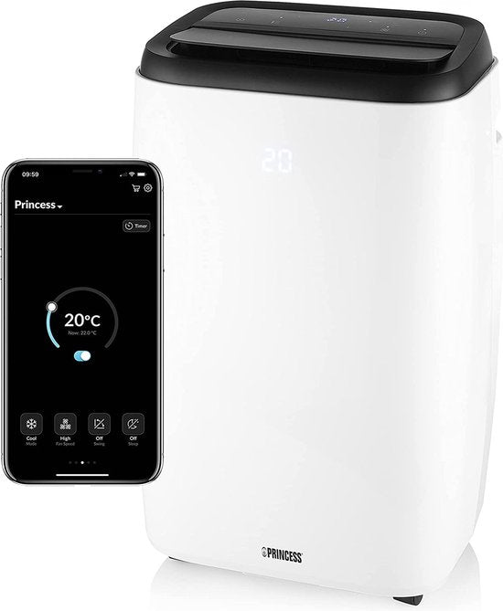 Princess 352900 - Climatiseur mobile - Climatiseur avec télécommande et application - Écran tactile – 80 m³ - 9 000 BTU – Blanc
