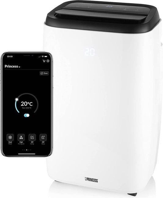 Princess 352900 - Climatiseur mobile - Climatiseur avec télécommande et application - Écran tactile – 80 m³ - 9 000 BTU – Blanc