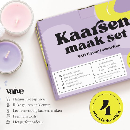 VAIVE DIY Candle Making Set - Bougeoir - Bougie parfumée - Bougie - Pour adultes et enfants