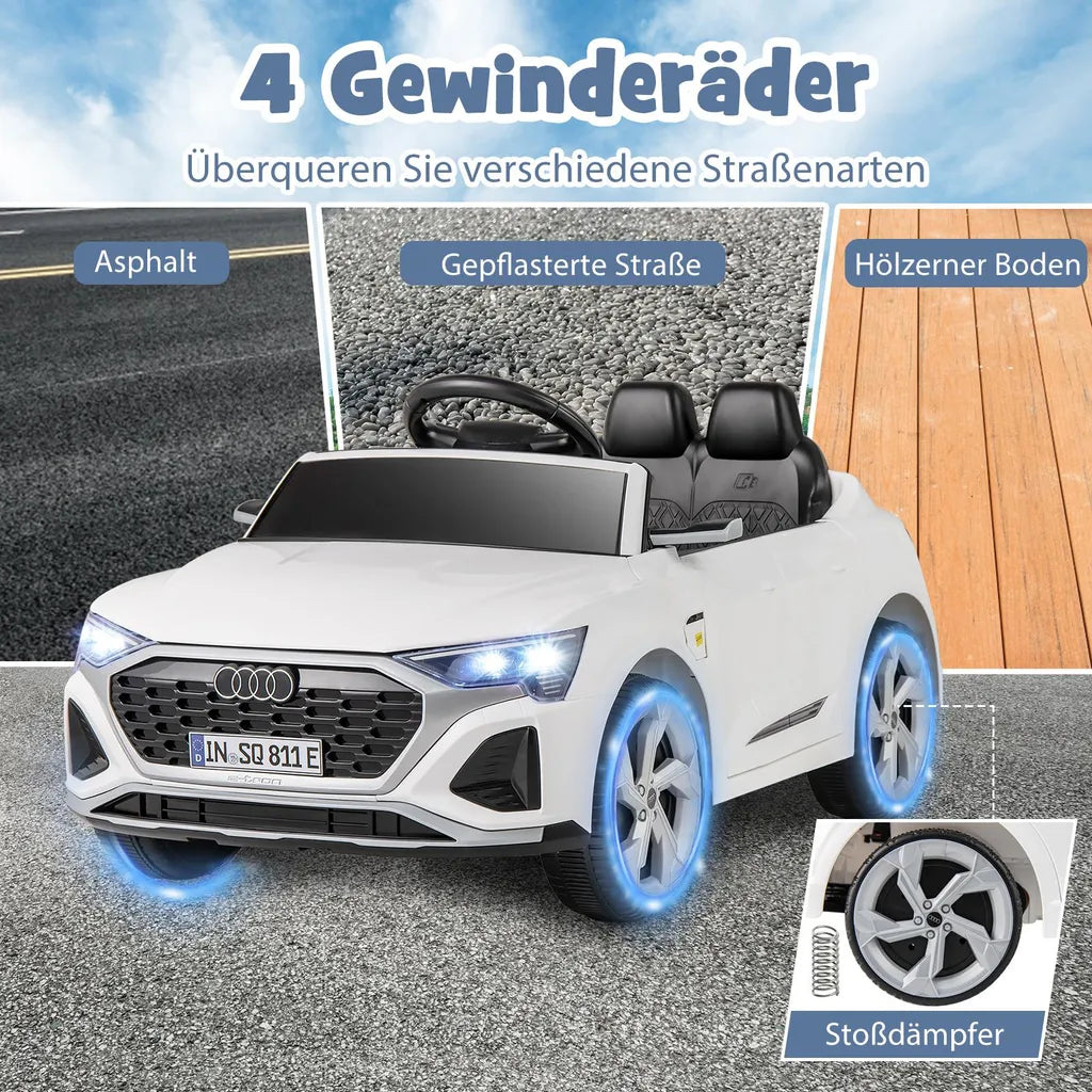 Coast Audi SQ8 Child Car White - Voiture électrique 12V avec télécommande, LED et musique - 98 x 49 x 43 cm