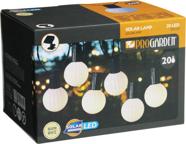 Guirlande lumineuse Pro Garden Solar - 20 LED - 5,7 m - Blanc chaud