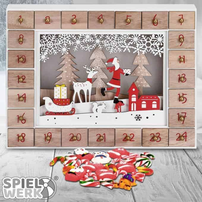 Spielwerk - Calendrier de l'Avent - LED - Père Noël - MDF