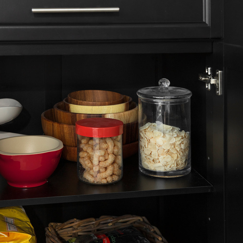 SoBuy Chariot de cuisine avec plan de travail - Avec tiroir et 2 portes - Max. 50KG - 83 x 46 x 90 cm - Noir