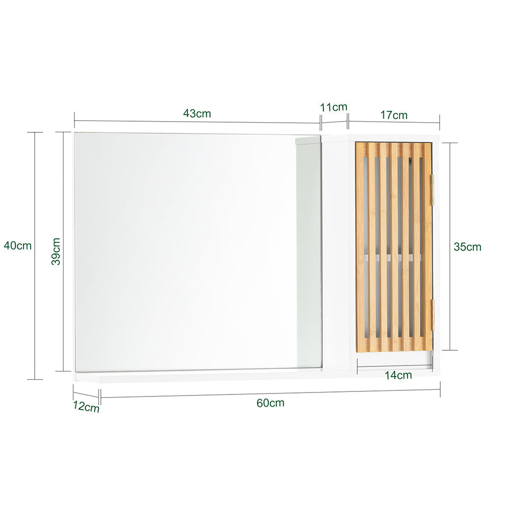 SoBuy Armoire de toilette - Armoire haute - 1 porte - 60 x D12 x H40 cm - Blanc