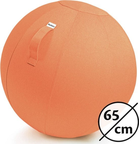 Backerz® Sitting Ball Office and Home 65 CM - Luxury Yoga Ball - Sitting Ball with Sleeve - Ergonomic Office Chair Ball - Linen Orange