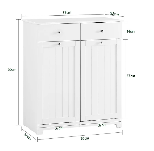 Armoire à linge SoBuy avec 2 sacs à linge et 2 tiroirs - 78 x 38,5 x 90,5 cm - Blanc