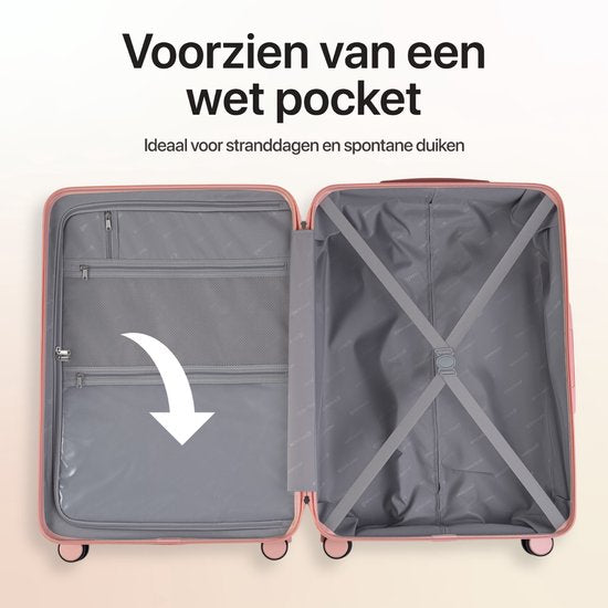 SKYCASES Classic Heritage - Grande valise de voyage - TSA Lock - 76x52x30 cm - 100L - XL Rolling Suitcase - 360° noiseless wheels - Lightweight - Trolley - Pink