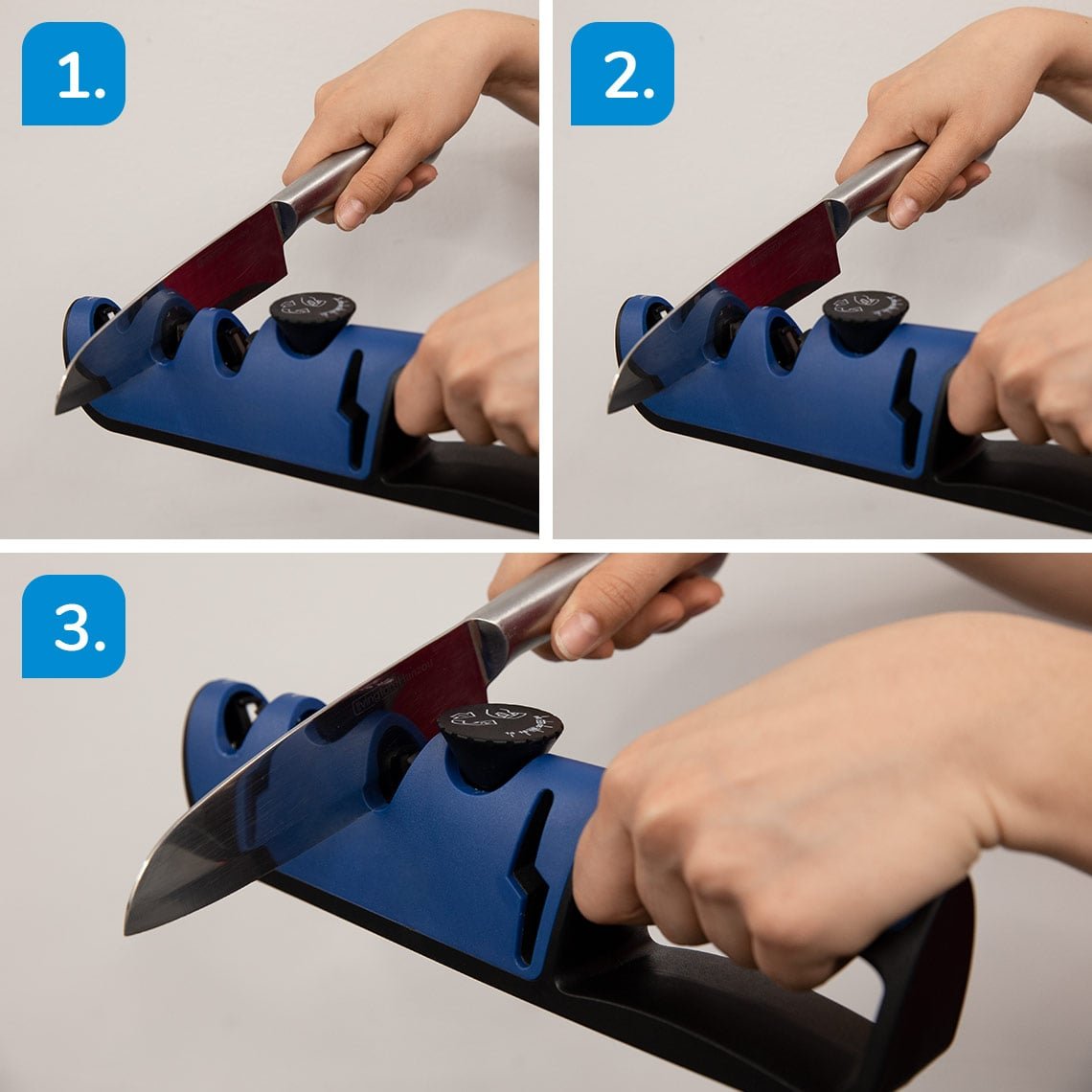 Aiguiseur de couteaux Livington BladeStar 3-en-1 - Angle d'affûtage réglable - Système en trois phases - Pour couteaux et ciseaux