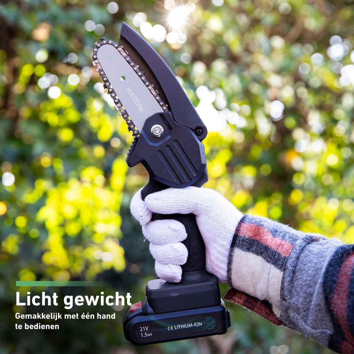 Mardin - Mini tronçonneuse - Scie d'élagage - 2 Batteries - Mallette incluse - Noir