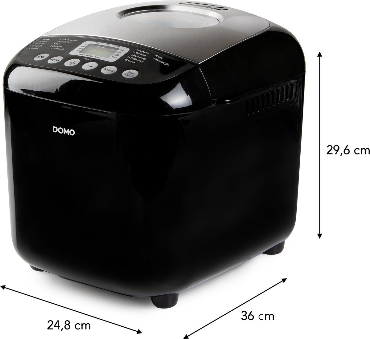 Domo B3978 Machine à pain 17 programmes - Levain - Sans gluten - 500-1 000 g - Noir