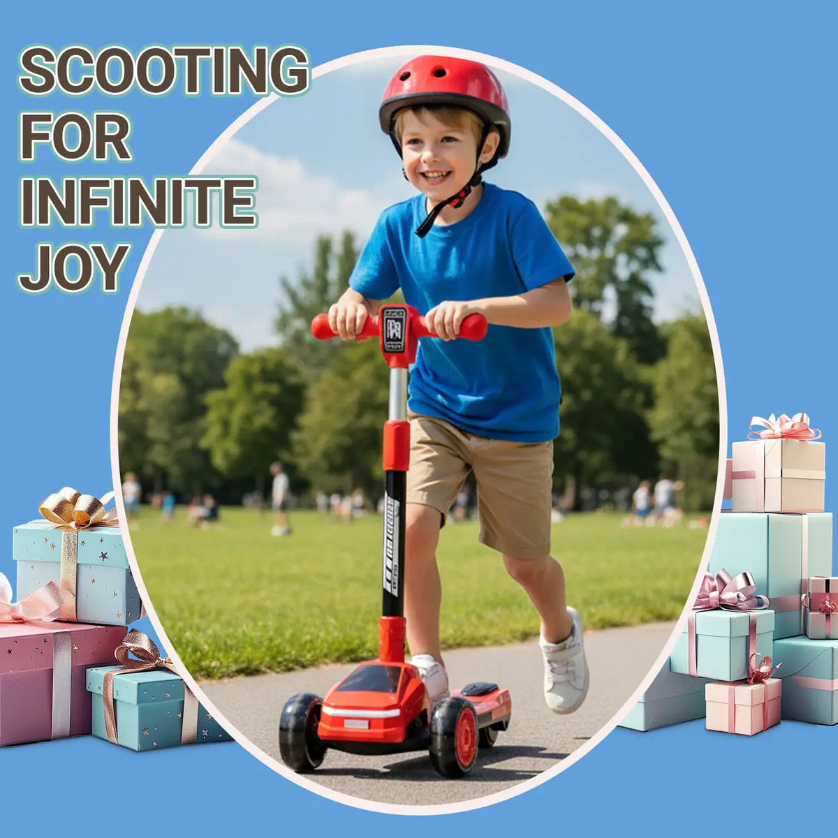 Trois-roues pour enfants Neuleb avec roues lumineuses - Guidon réglable