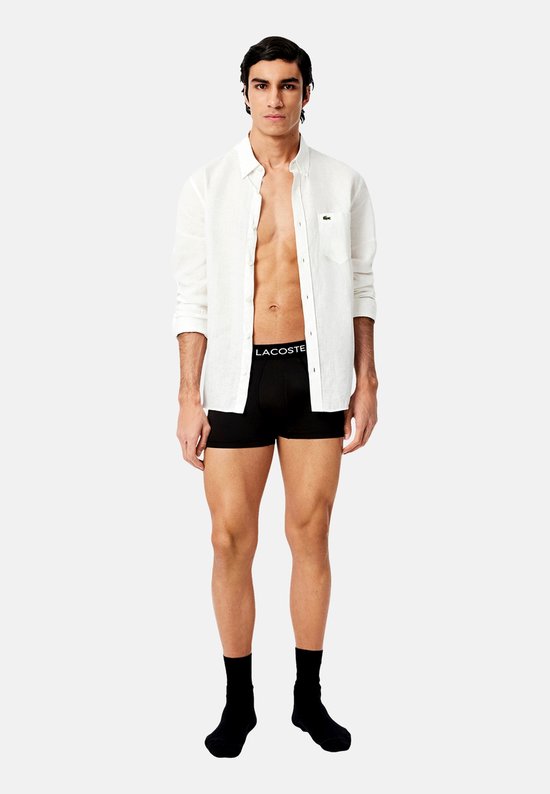 Boxers Lacoste pour homme, 3 pièces, en microfibre, basiques, noirs