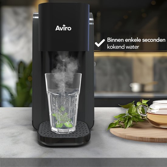 Aviro Distributeur d'eau chaude - Robinet d'eau chaude - 100°C - Bouilloire instantanée de luxe - 2200W - 1.5L Noir