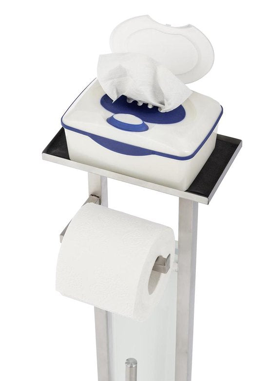 Wenko Porte-rouleau de papier toilette et porte-brosse Debar 70,5 cm, acier inoxydable argenté