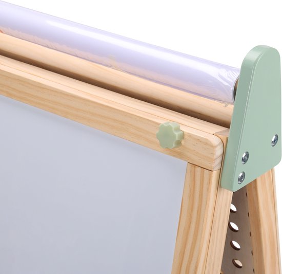 Sunny Mika Activités – Petit âne en bois pour enfants – Âne ludique avec tableau blanc, tableau à craie, tableau magnétique et tableau à picots – Comprend un rouleau de papier, des aimants, des craies, une gomme, des accessoires pour le tableau à picots e