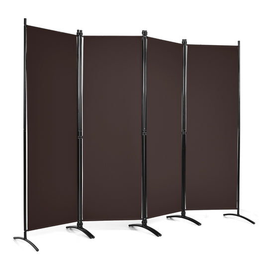 Coast 4-delige 173 cm High Room Divider draagbare partitie met stalen frame bruin