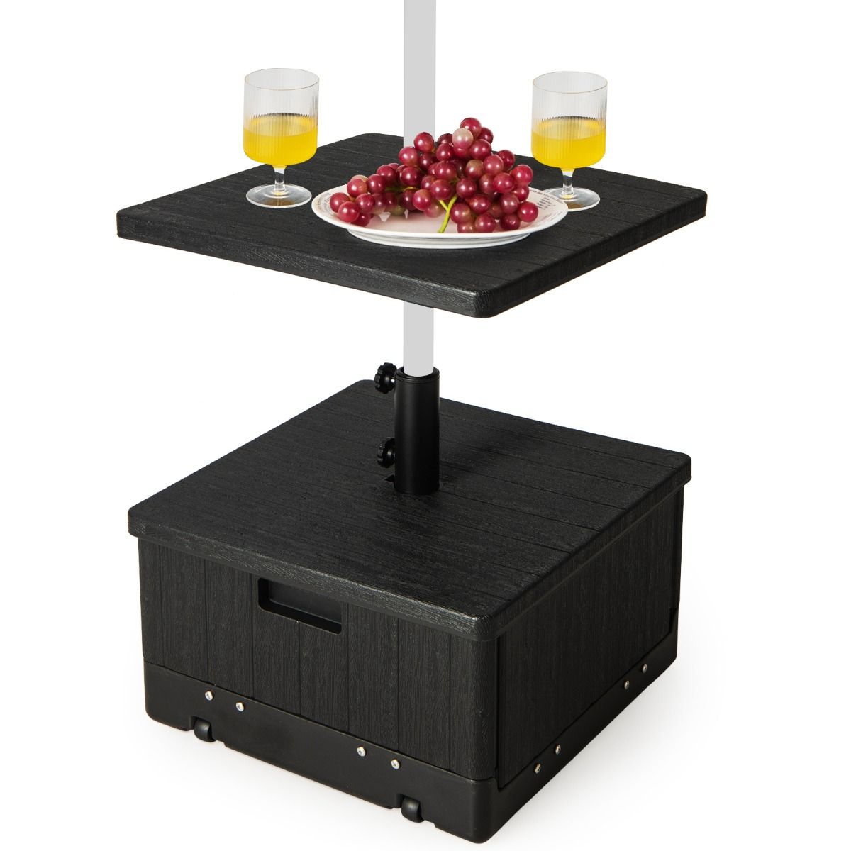 Coast Base de parasol gonflable 80 kg avec plateau et roues 53x53x45 cm Noir