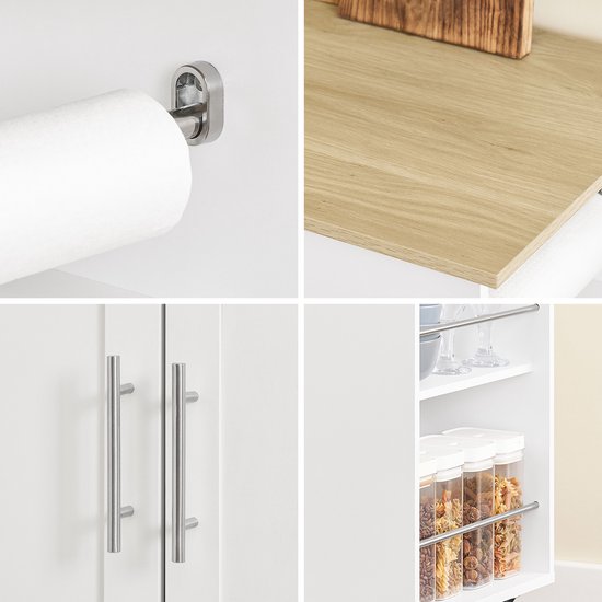 SoBuy îlot de cuisine mobile - chariot de cuisine - armoire de cuisine sur roulettes - pour salle à manger ou cuisine, blanc 99x40x85 cm FKW133-WN
