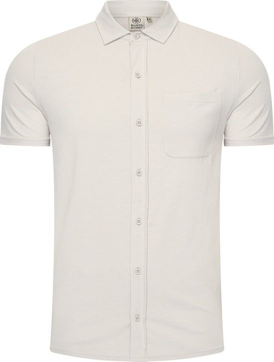 Mario Russo Chemise à manches courtes - Chemise homme - Polo homme - t shirt homme - 3XL - Stone Grey