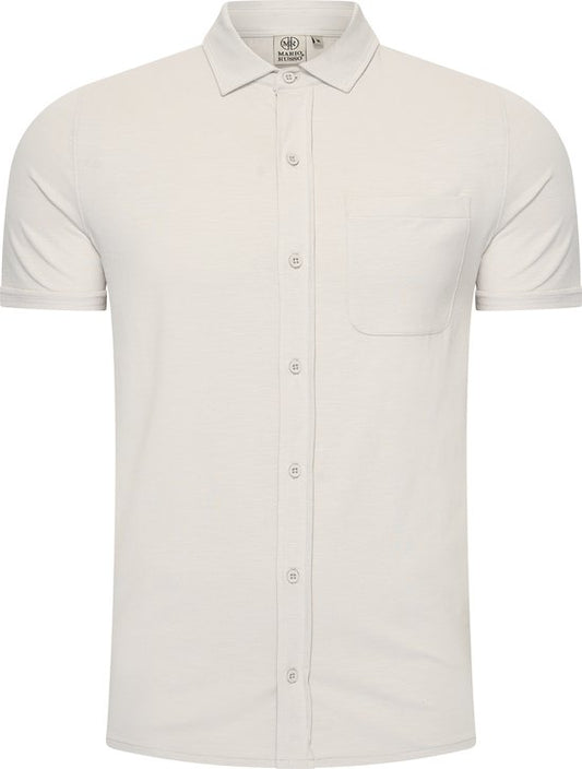Mario Russo Chemise à manches courtes - Chemise homme - Polo homme - t shirt homme - 3XL - Stone Grey