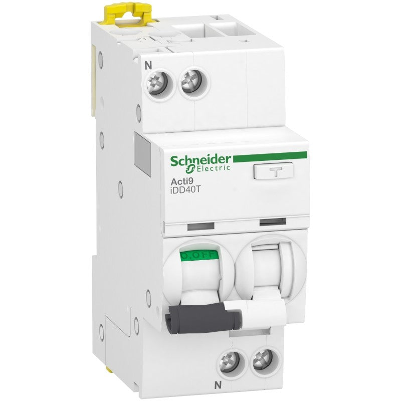 Interrupteur différentiel Schneider Acti9 iDD40T 10A 1P+N Type AC - 85x36x73mm - Blanc